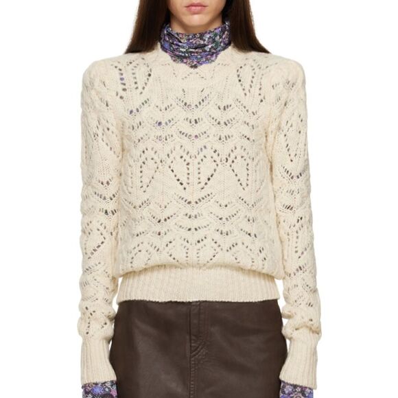 Isabel Marant Etoile Gali Cream Wool Long Sleeve Pullover Sweater Size 38 New - Picture 1 of 7